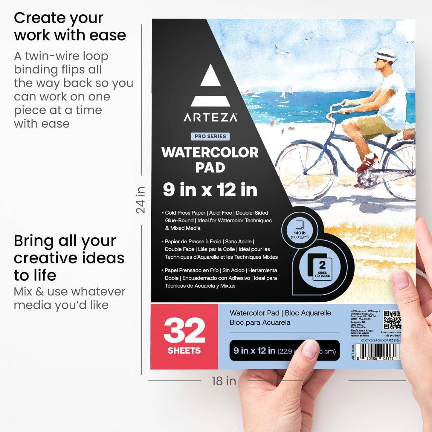 Arteza® Expert Watercolor Pad, 9" x 12", 32 Sheets