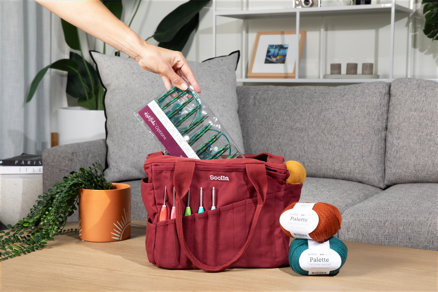 Soolla Studio Artist Bag, Sangria, Knitting Crochet Yarn Bag