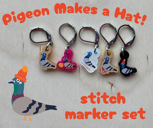 Pigeon Makes a Hat Stitch Marker Set Knitting Crochet Notion