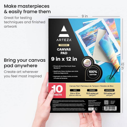 Arteza® Canvas Pad 2-Pack, 9" x 12", 10 Sheets Each