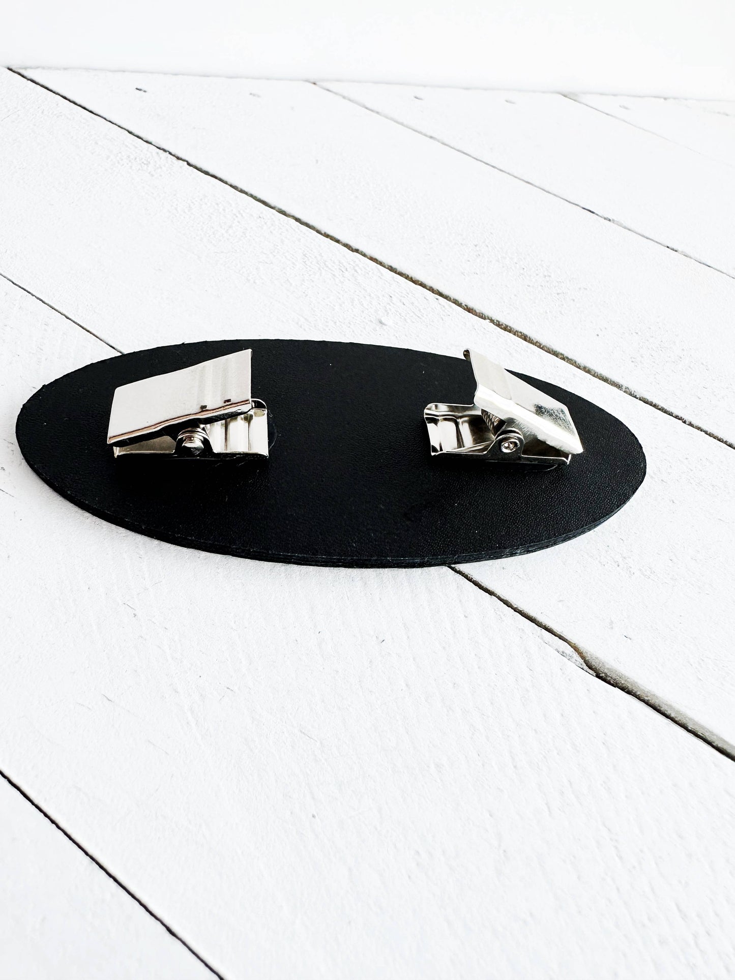 Leather Cinch Clip for Clothing, Silver & Black Unique Gift