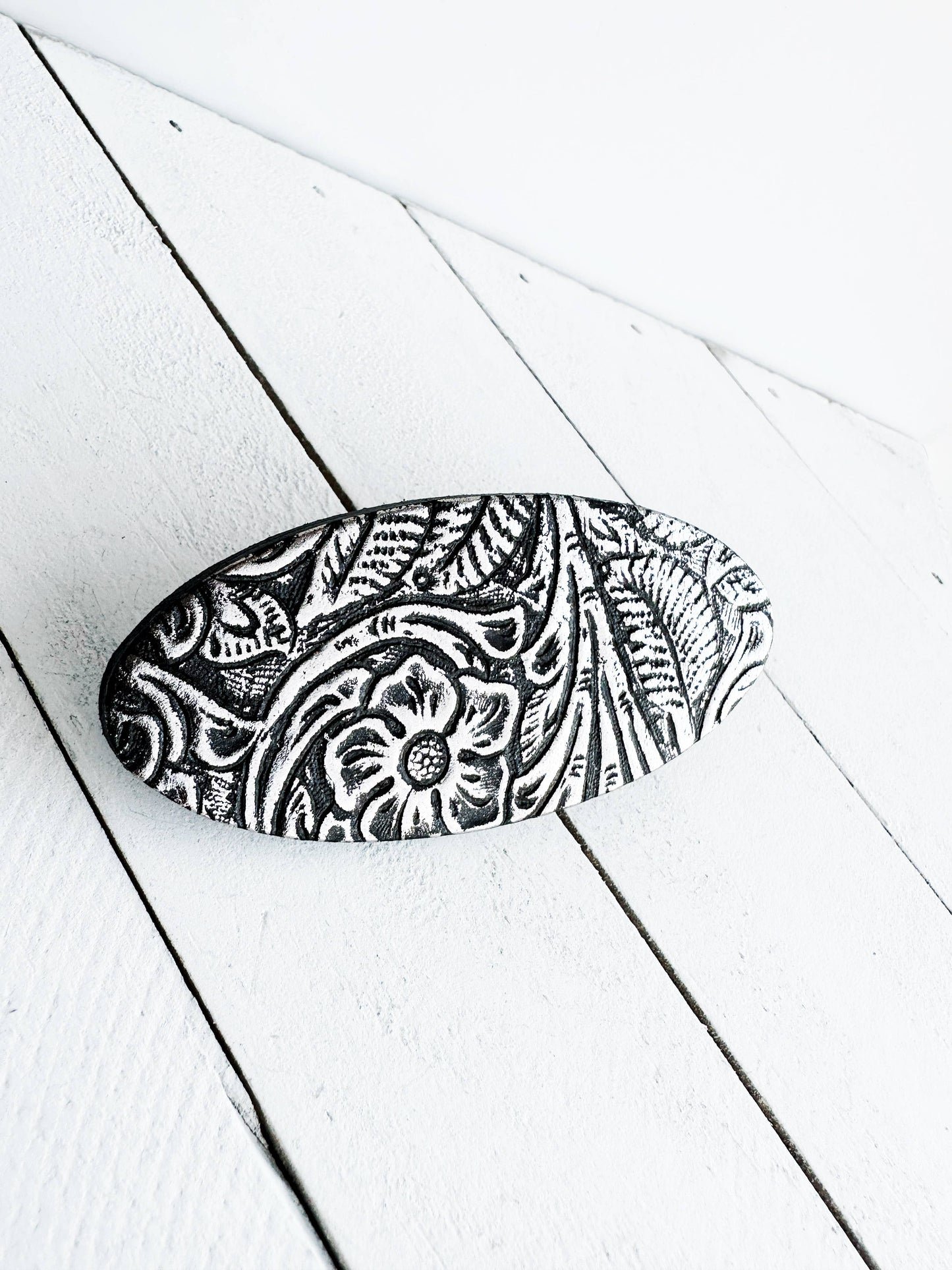Leather Cinch Clip for Clothing, Silver & Black Unique Gift