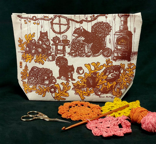 Squirrel Crochet Large Zip Pouch