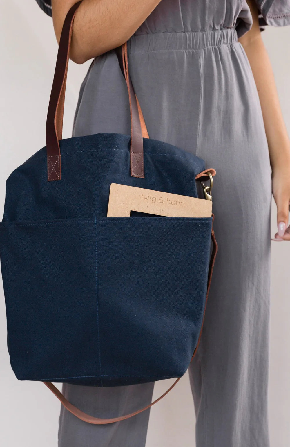 Navy - Canvas Crossbody Tote