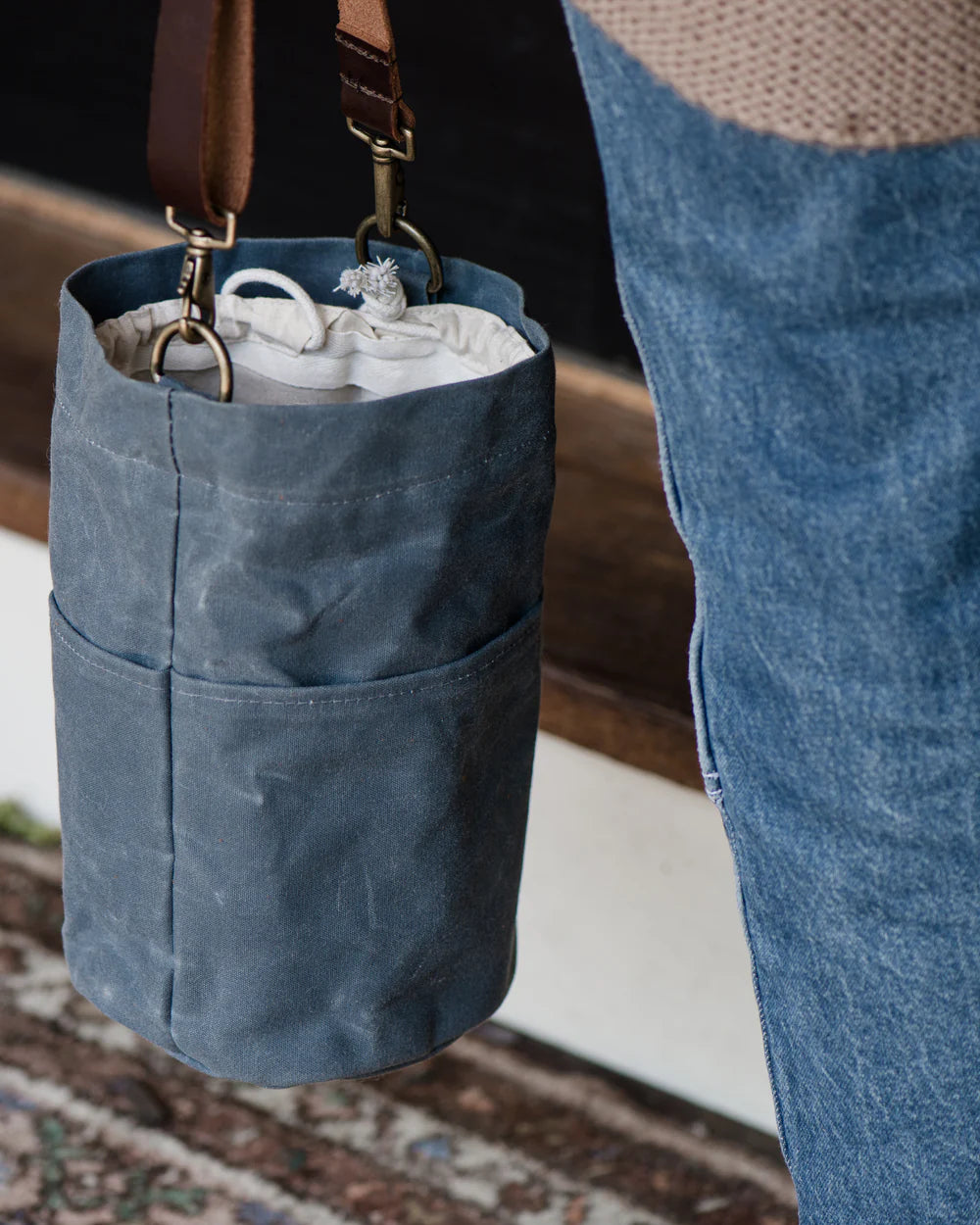 Slate - Waxed Canvas Bucket Bag