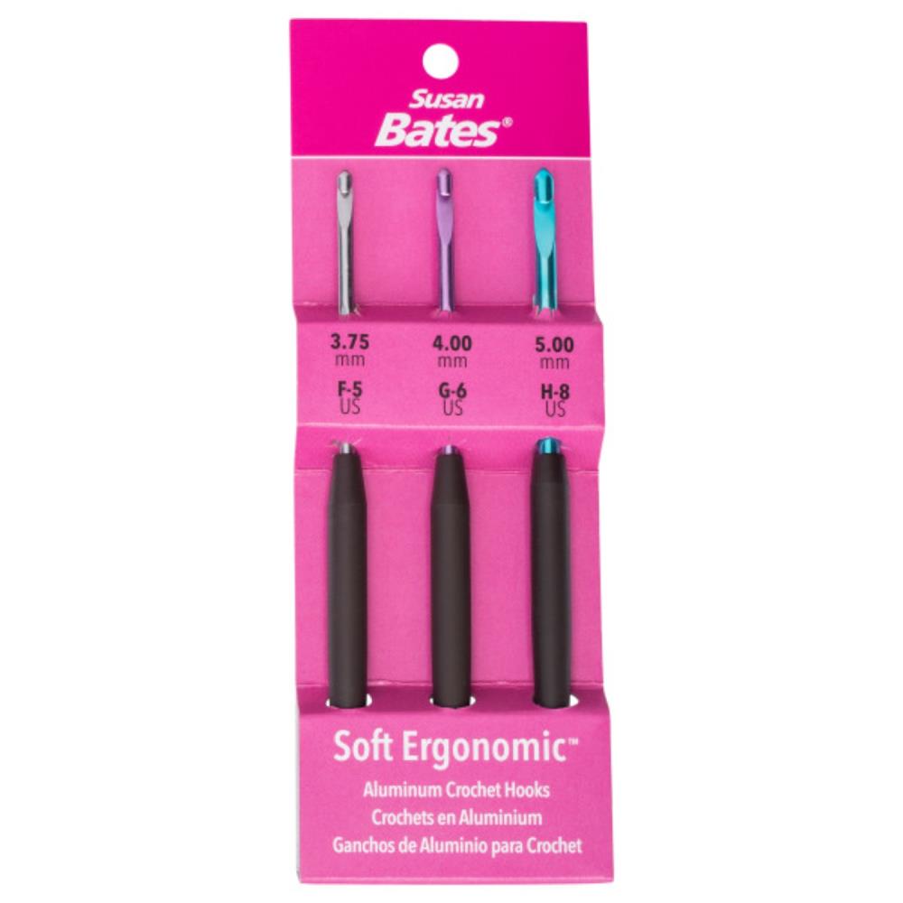 Susan Bates Silvalume Soft Ergonomic Crochet Hook Set - E/4 to G/6 image 0