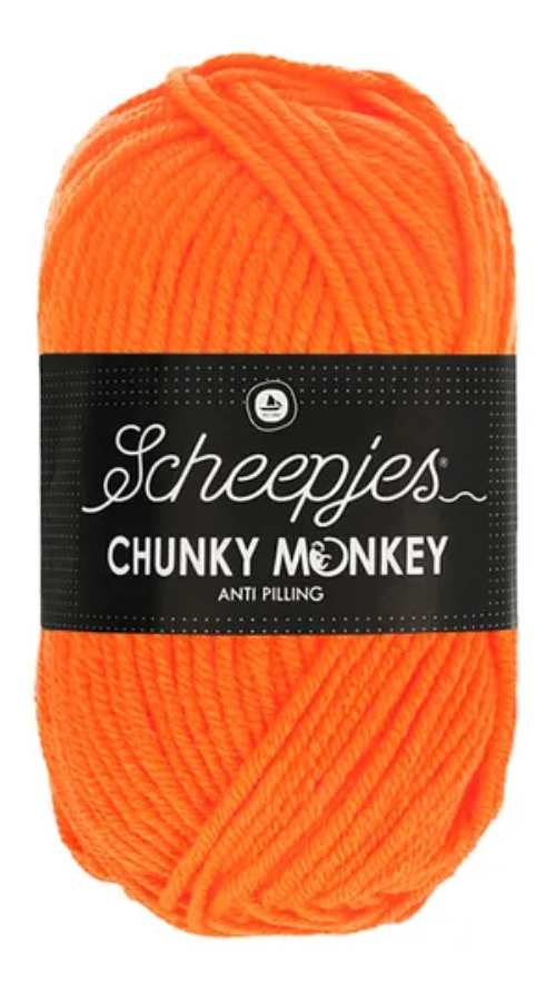 Scheepjes Chunky Monkey Yarn -1256 Neon Orange image 0
