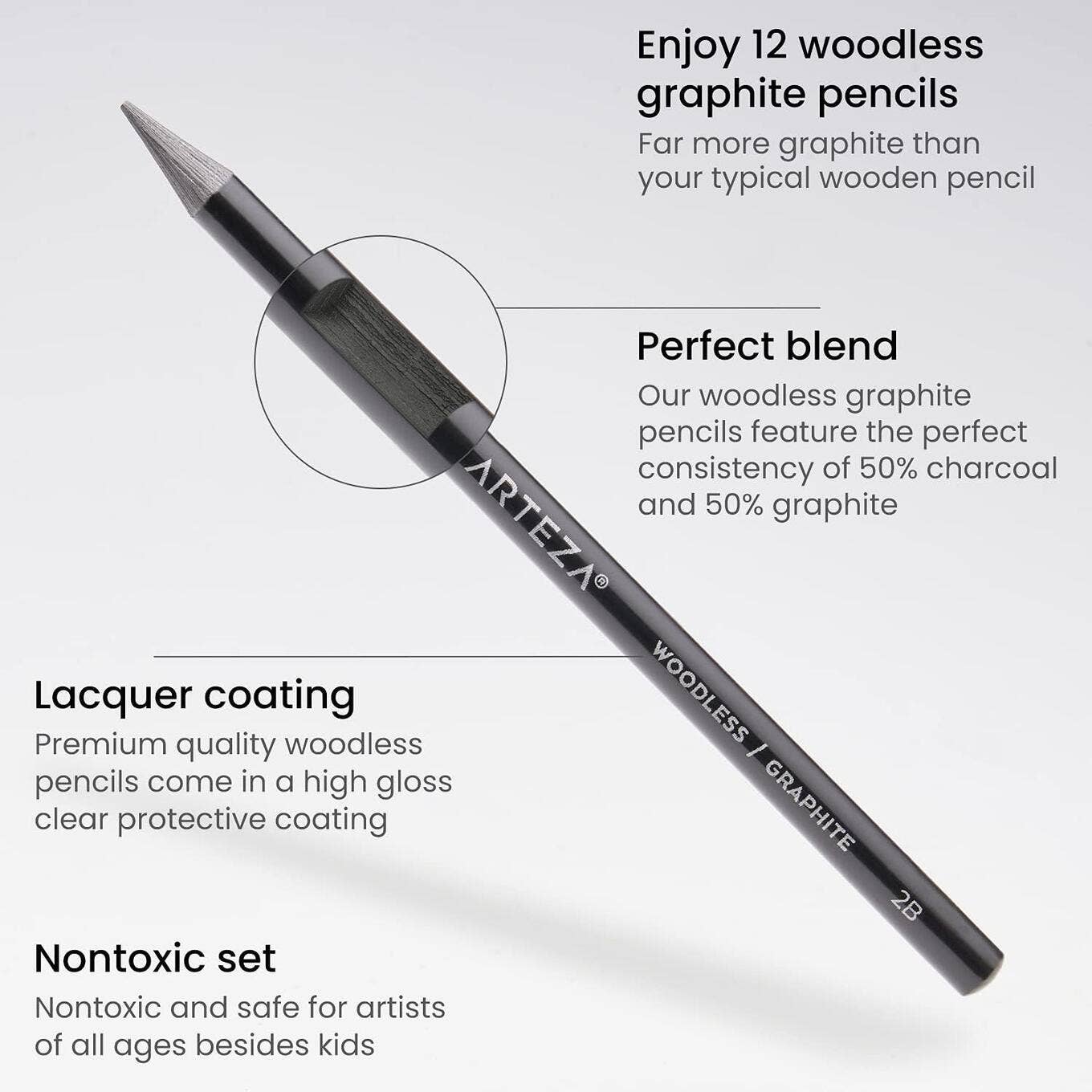 Arteza® Assorted Woodless Graphite Pencils Set, 12 pc.