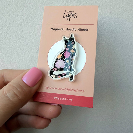 Floral Black Cat Needle Minder