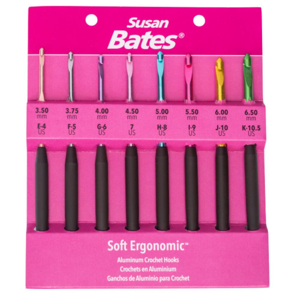 Susan Bates Silvalume Soft Ergonomic Crochet Hook Set - E to K image 0