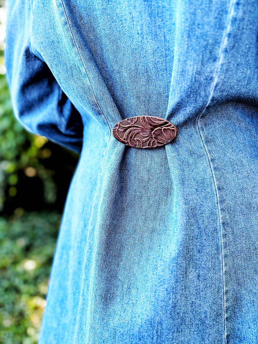Leather Cinch Clip for Clothing, Unique Boho Women's Gifts